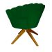 Poltrona Decorativa Pétala Pés Madeira Giratório Suede Verde - DS Estofados