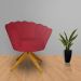 Poltrona Decorativa Pétala Pés Madeira Giratório Suede Vermelho - DS Estofados