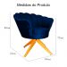Poltrona Decorativa Pétala Pés Madeira Giratório Veludo Azul Marinho