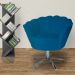 Poltrona Decorativa Pétala Pés Metal Giratório Suede Azul Royal - DS Estofados