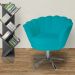 Poltrona Decorativa Pétala Pés Metal Giratório Suede Azul Turquesa - DS Estofados
