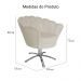 Poltrona Decorativa Pétala Pés Metal Giratório Suede Bege - DS Estofados