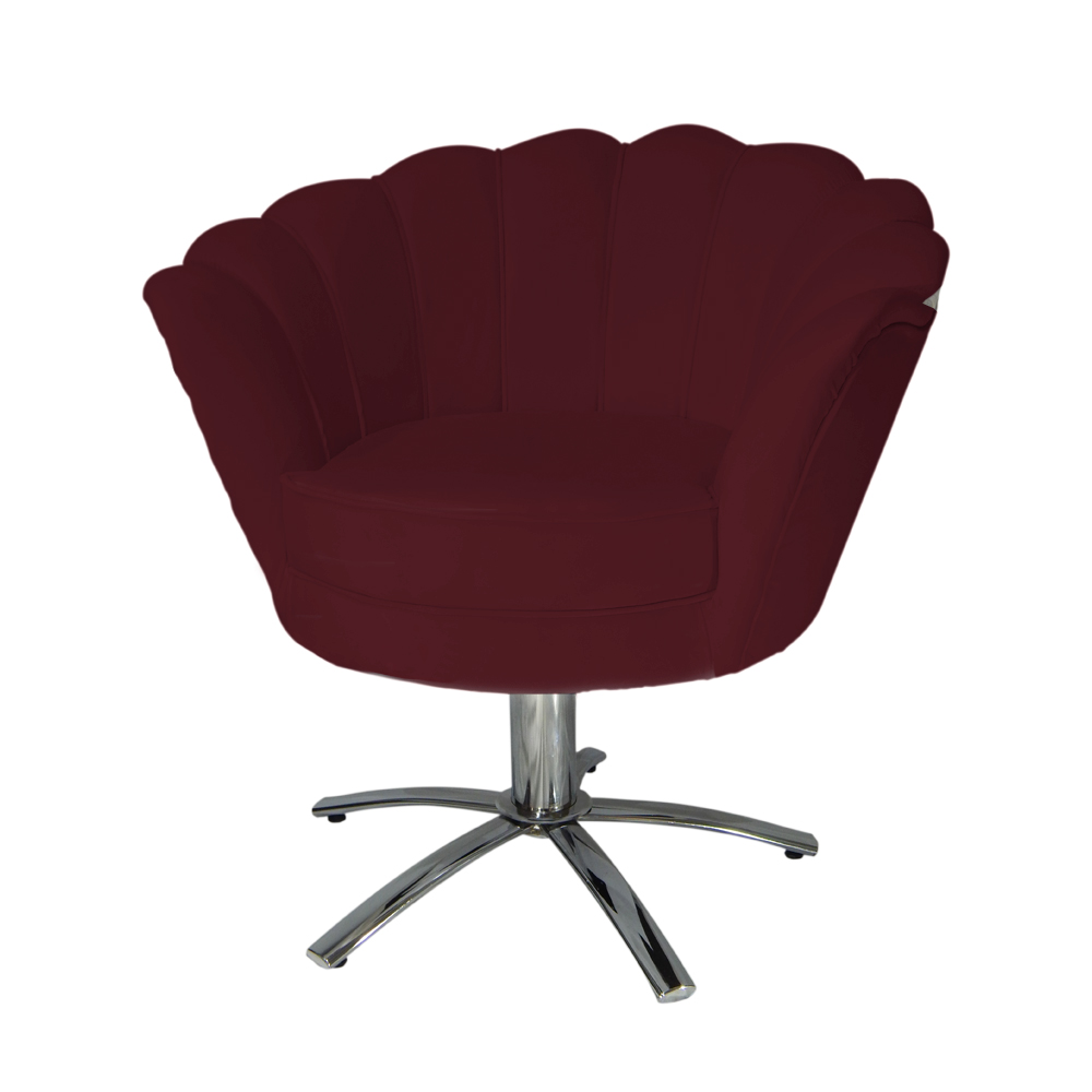 Poltrona Decorativa Pétala Pés Metal Giratório Suede Bordô - DS Estofados