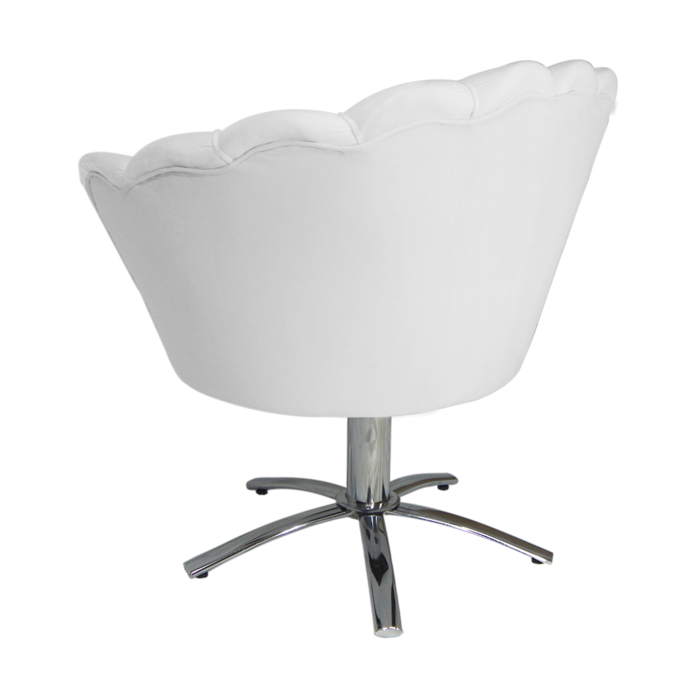 Poltrona Decorativa Pétala Pés Metal Giratório Suede Branco - DS Estofados