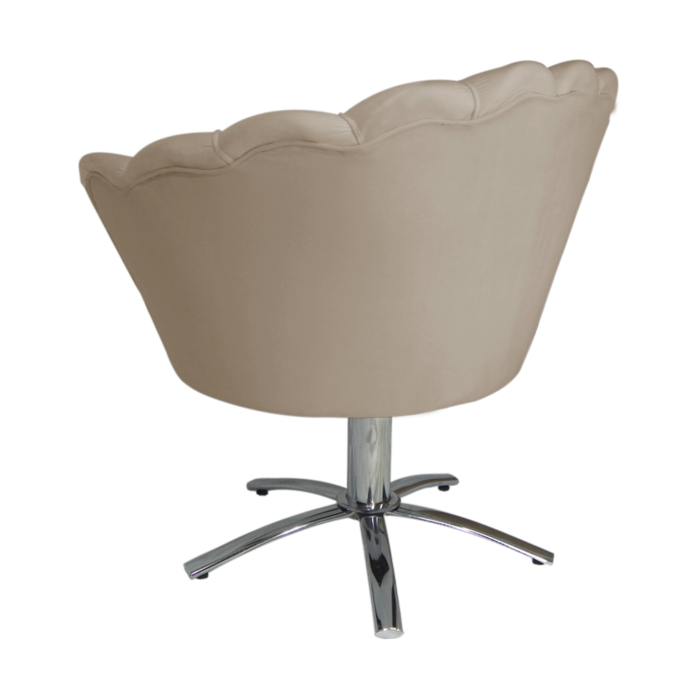 Poltrona Decorativa Pétala Pés Metal Giratório Suede Capuccino - DS Estofados