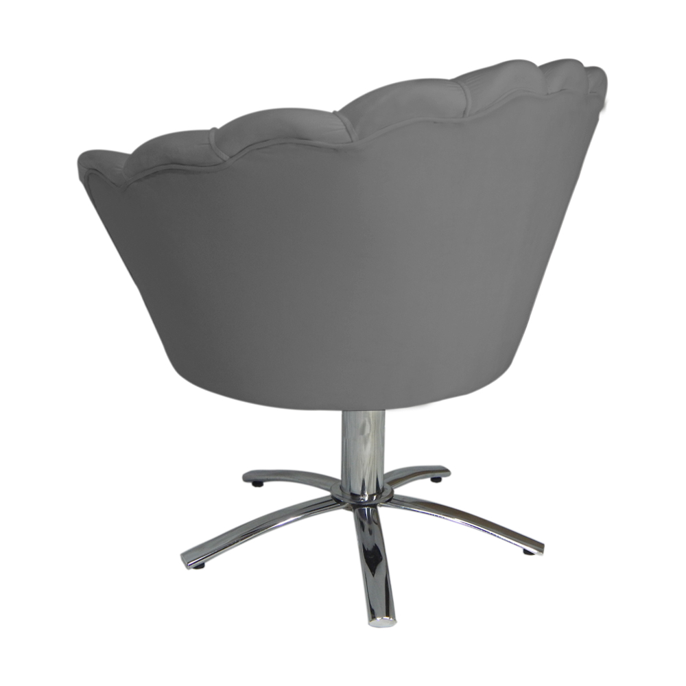 Poltrona Decorativa Pétala Pés Metal Giratório Suede Cinza - DS Estofados