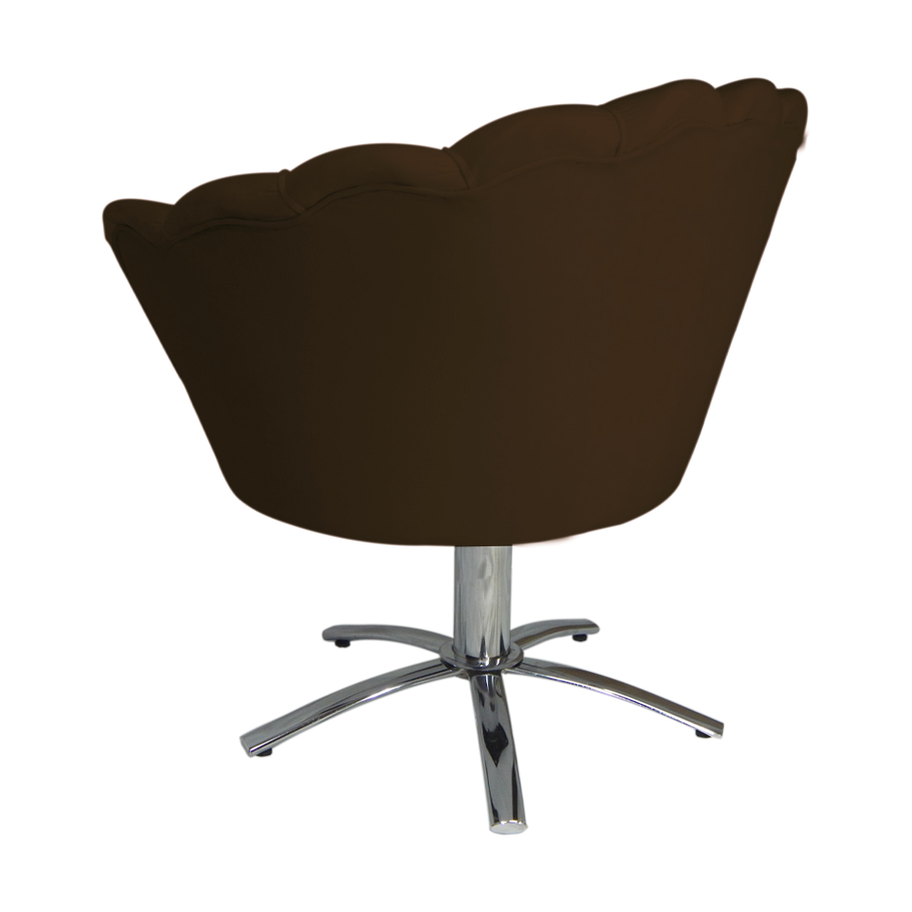 Poltrona Decorativa Pétala Pés Metal Giratório Suede Marrom - DS Estofados