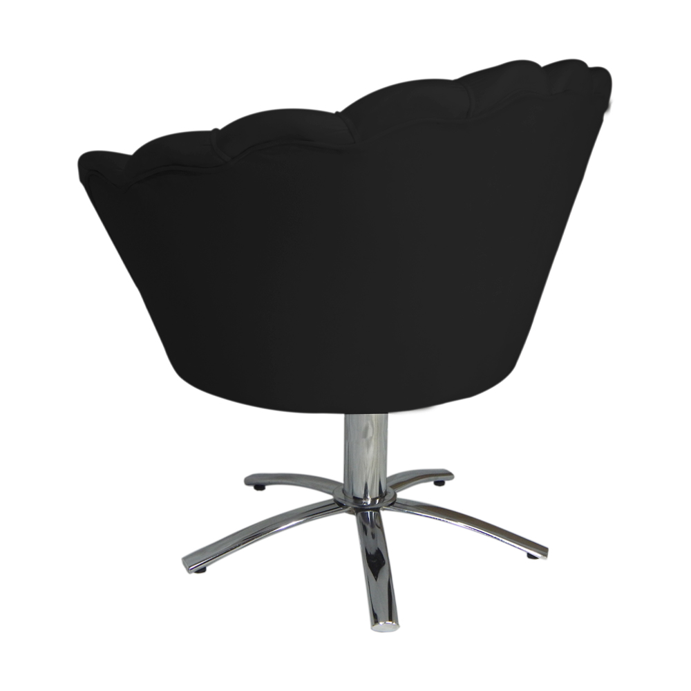 Poltrona Decorativa Pétala Pés Metal Giratório Suede Preto - DS Estofados