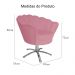 Poltrona Decorativa Pétala Pés Metal Giratório Suede Rosa - DS Estofados