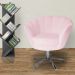Poltrona Decorativa Pétala Pés Metal Giratório Suede Rosa Bebê - DS Estofados