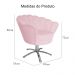 Poltrona Decorativa Pétala Pés Metal Giratório Suede Rosa Bebê - DS Estofados