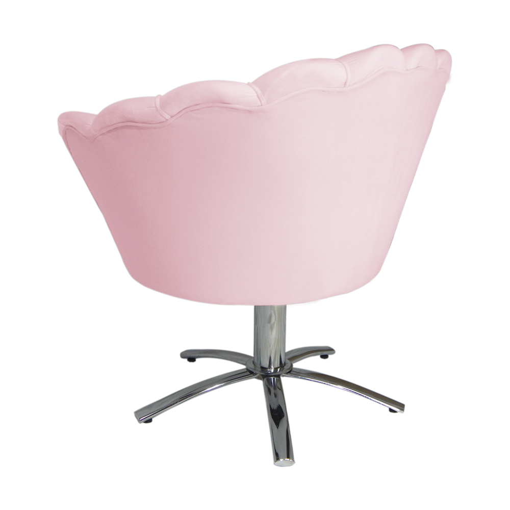 Poltrona Decorativa Pétala Pés Metal Giratório Suede Rosa Bebê - DS Estofados