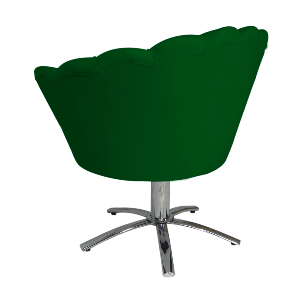 Poltrona Decorativa Pétala Pés Metal Giratório Suede Verde - DS Estofados