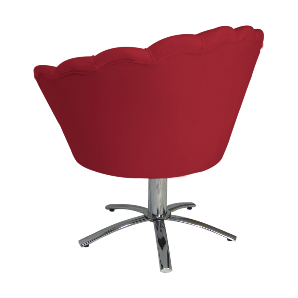Poltrona Decorativa Pétala Pés Metal Giratório Suede Vermelho - DS Estofados