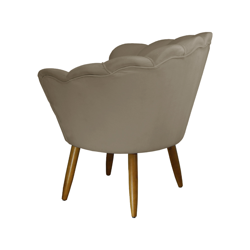 Poltrona Decorativa Pétala Pés Palito Suede Capuccino - DS Estofados