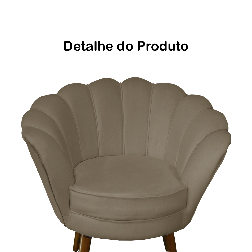 Poltrona Decorativa Pétala Pés Palito Suede Capuccino - DS Estofados