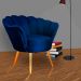 Poltrona Decorativa Pétala Pés Palito Veludo Azul Marinho
