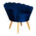 Poltrona Decorativa Pétala Pés Palito Veludo Azul Marinho