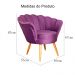 Poltrona Decorativa Pétala Pés Palito Veludo Roxo