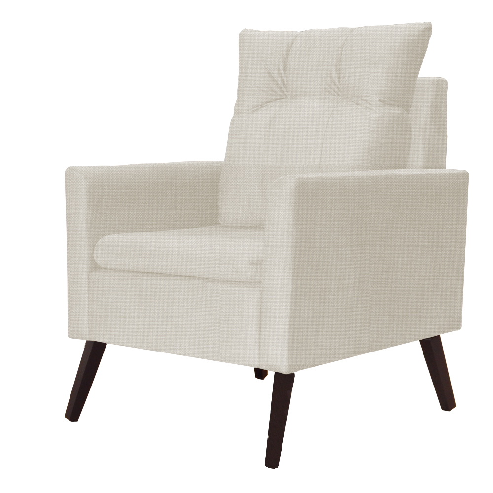 Poltrona Decorativa Para Sala Ligia Linho Bege - DS Estofados