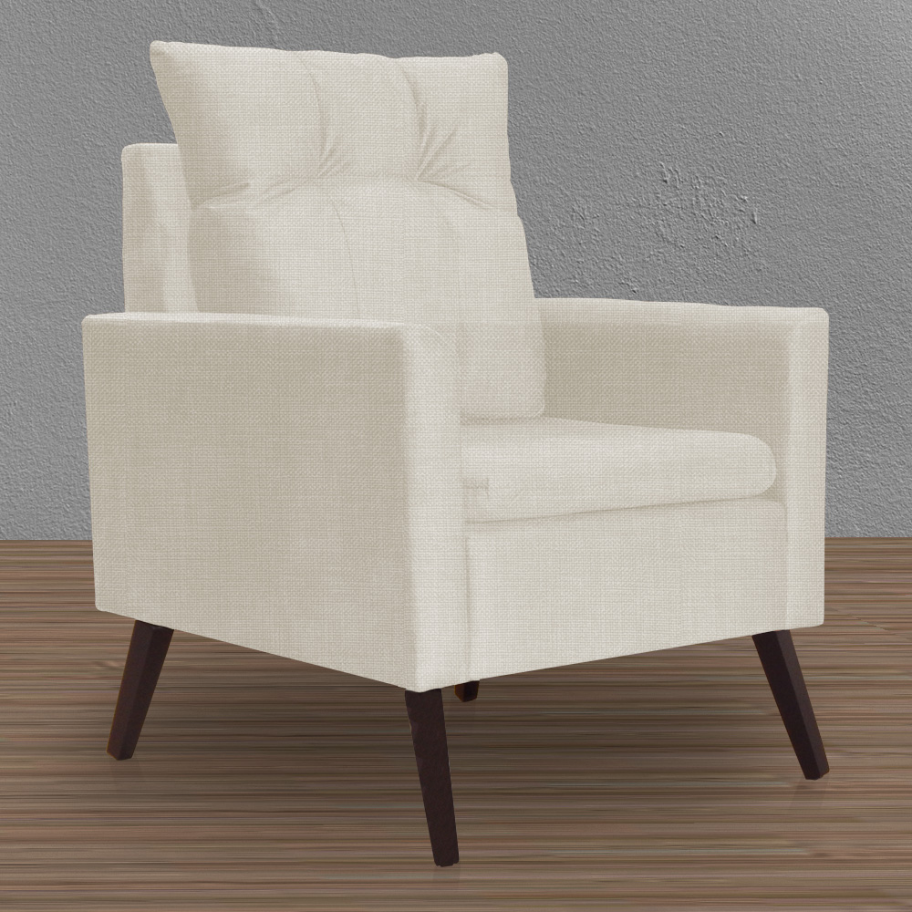 Poltrona Decorativa Para Sala Ligia Linho Bege - DS Estofados