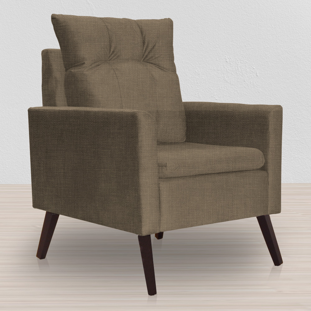 Poltrona Decorativa Para Sala Ligia Linho Cacau - DS Estofados