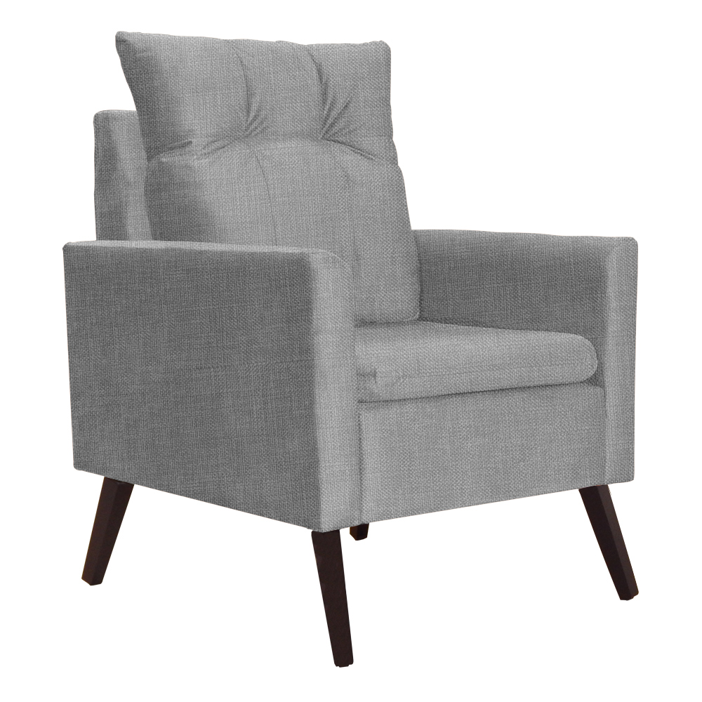 Poltrona Decorativa Para Sala Ligia Linho Cinza - DS Estofados