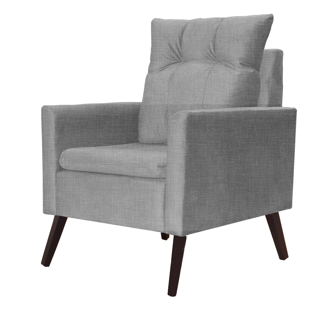 Poltrona Decorativa Para Sala Ligia Linho Cinza - DS Estofados