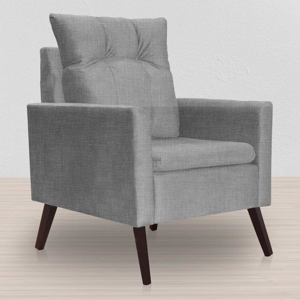 Poltrona Decorativa Para Sala Ligia Linho Cinza - DS Estofados