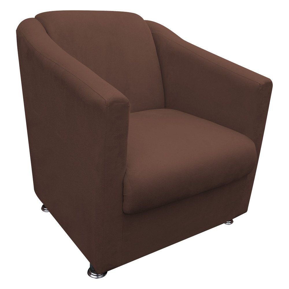 Poltrona Decorativa Tilla Pés Cromado Suede Marrom - DS Móveis