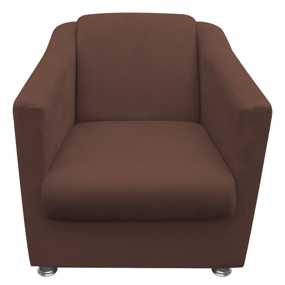 Poltrona Decorativa Tilla Pés Cromado Suede Marrom - DS Móveis