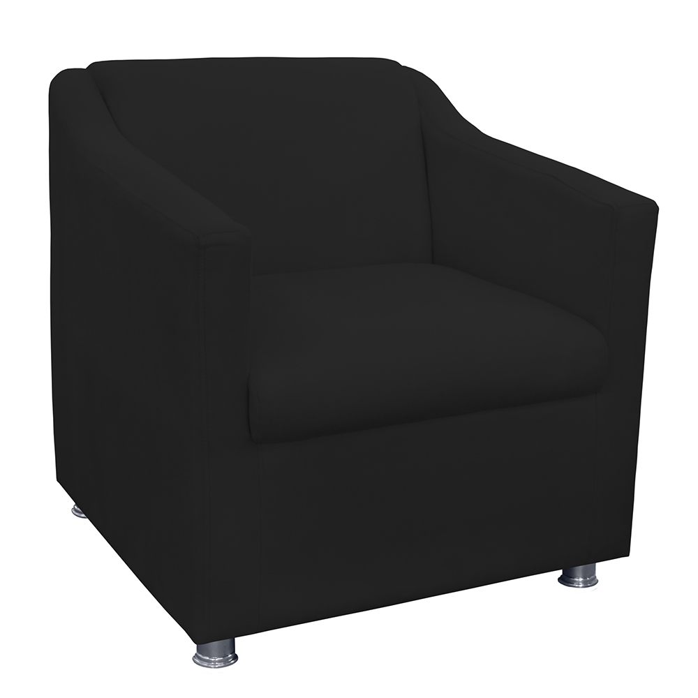 Poltrona Decorativa Tilla Pés Cromado Suede Preto - DS Móveis