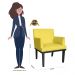Poltrona Decorativa Vitória Sala e Recepção Com Base de Madeira Suede Amarelo - DS Estofados