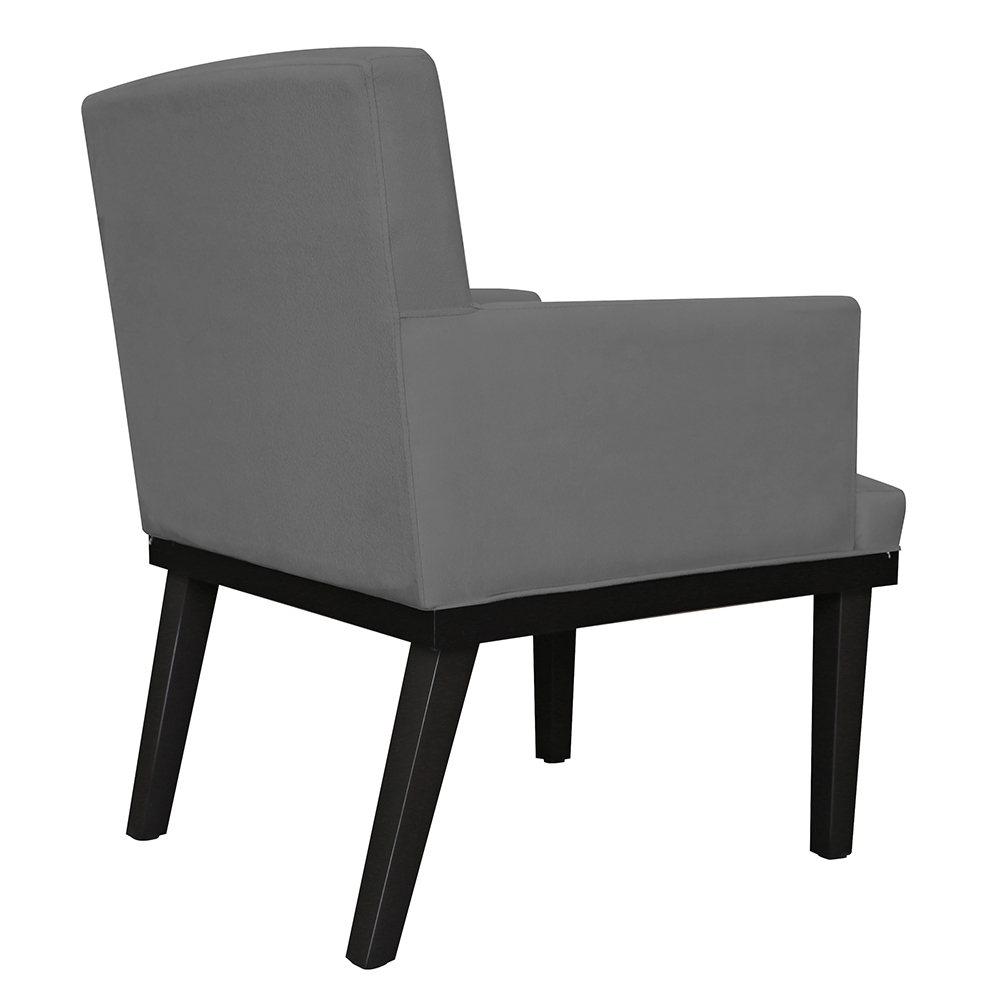 Poltrona Decorativa Vitória Sala e Recepção Com Base de Madeira Suede Cinza - DS Estofados