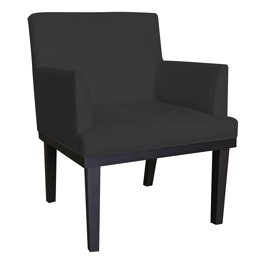 Poltrona Decorativa Vitória Sala e Recepção Com Base de Madeira Suede Preto - DS Estofados