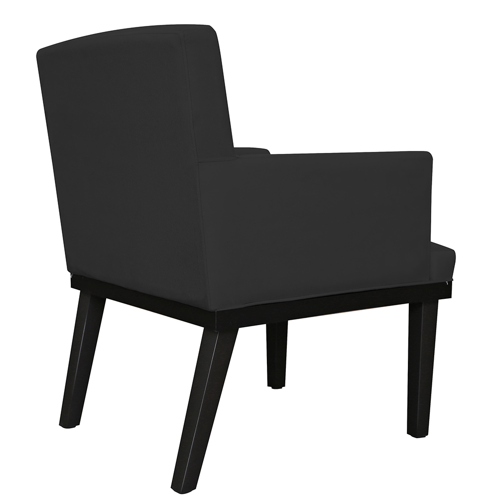 Poltrona Decorativa Vitória Sala e Recepção Com Base de Madeira Suede Preto - DS Estofados