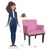 Poltrona Decorativa Vitória Sala e Recepção Com Base de Madeira Suede Rosa - DS Estofados