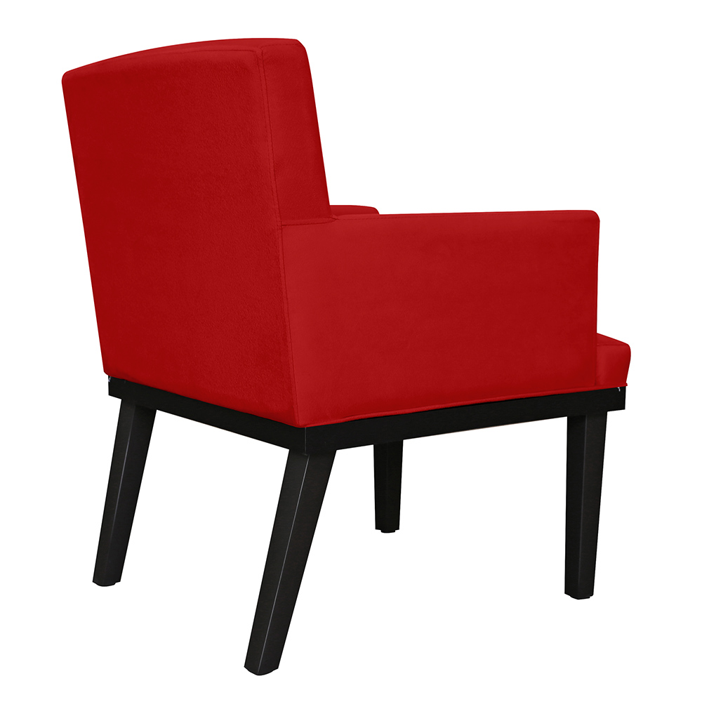Poltrona Decorativa Vitória Sala e Recepção Com Base de Madeira Suede Vermelho - DS Estofados