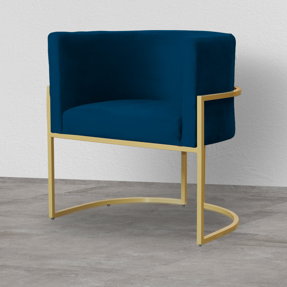 Poltrona Luana Decorativa Veludo Azul Marinho