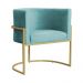 Poltrona Luana Decorativa Veludo Azul Turquesa