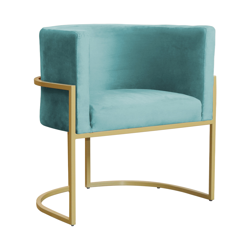 Poltrona Luana Decorativa Veludo Azul Turquesa