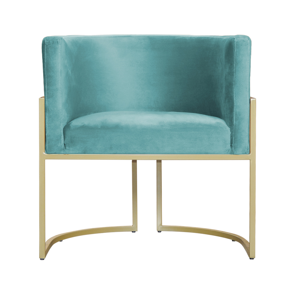 Poltrona Luana Decorativa Veludo Azul Turquesa