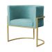 Poltrona Luana Decorativa Veludo Azul Turquesa