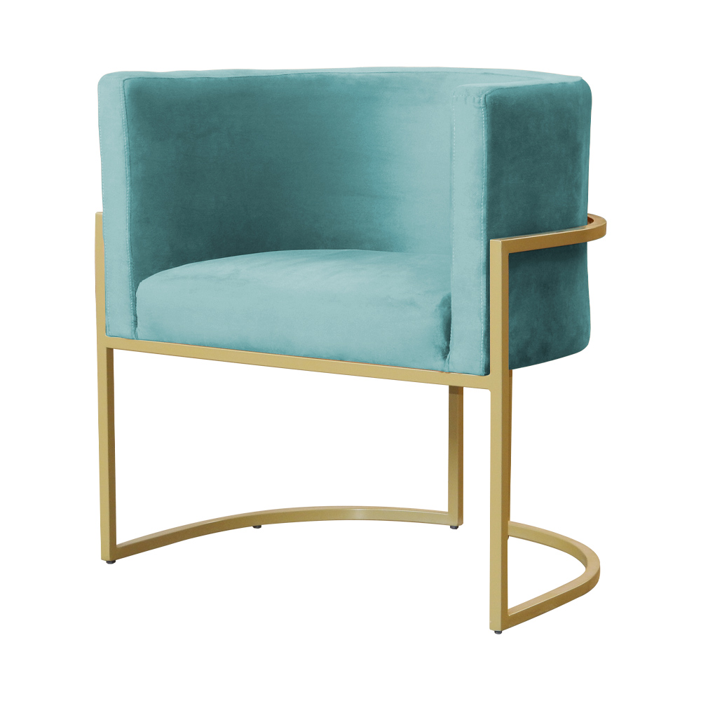 Poltrona Luana Decorativa Veludo Azul Turquesa
