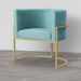 Poltrona Luana Decorativa Veludo Azul Turquesa