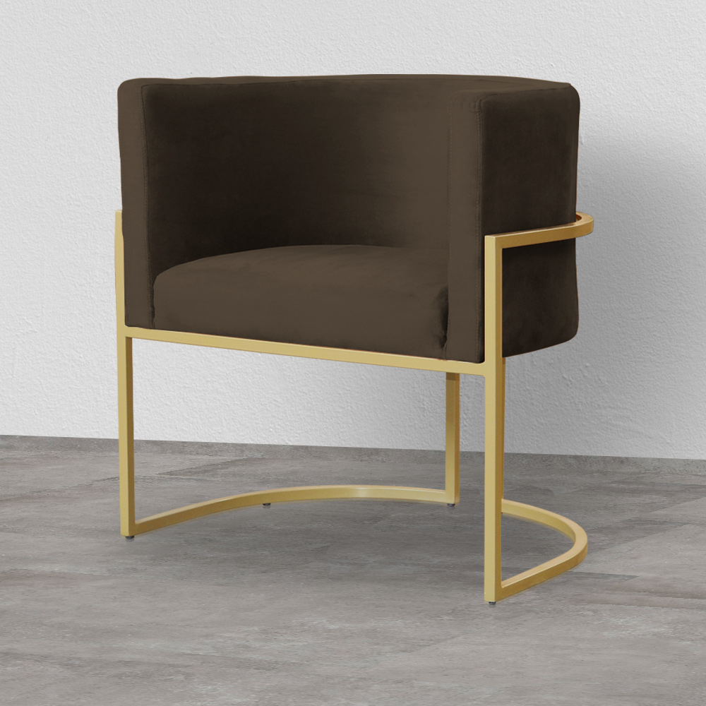 Poltrona Luana Decorativa Veludo Marrom
