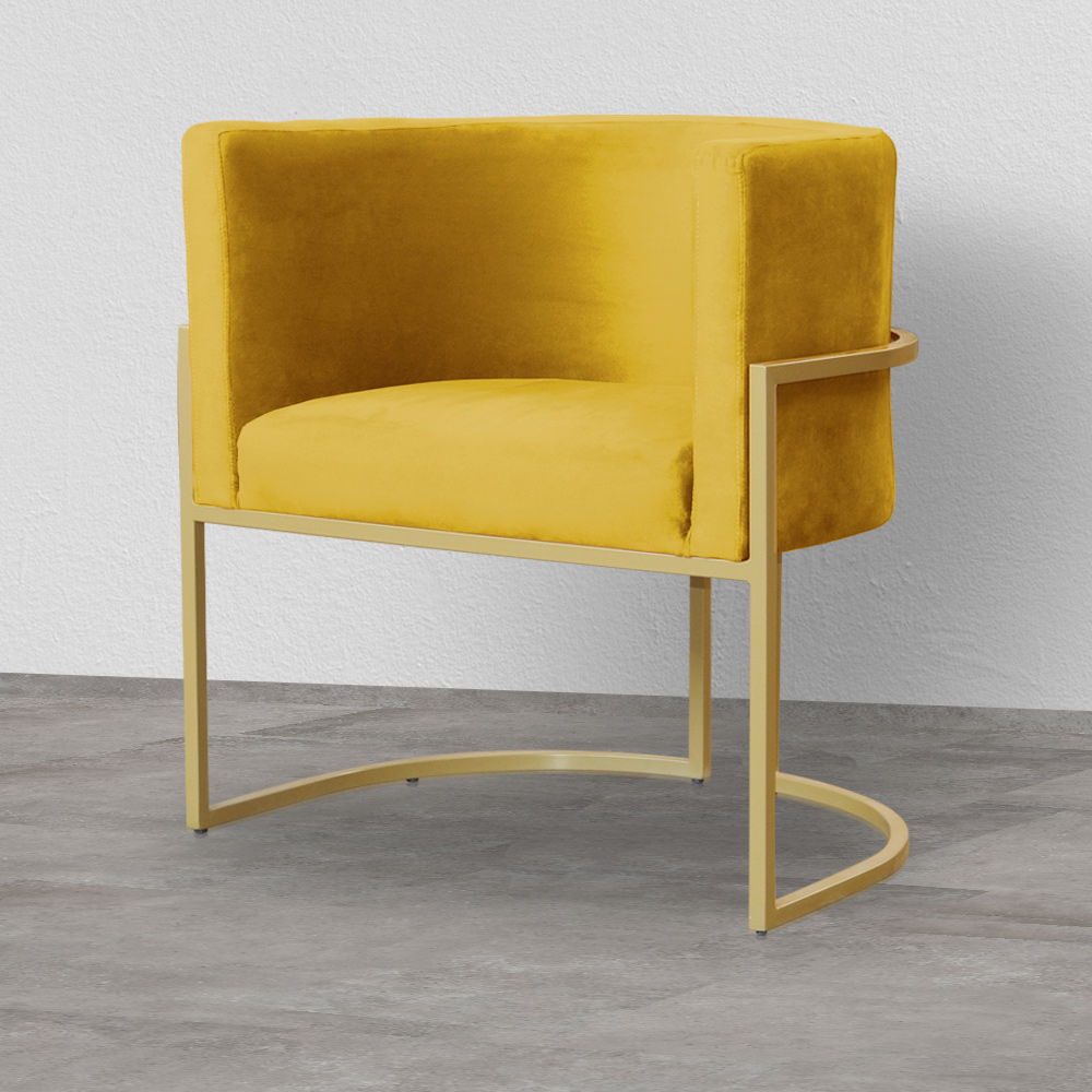 Poltrona Luana Decorativa Veludo Mostarda