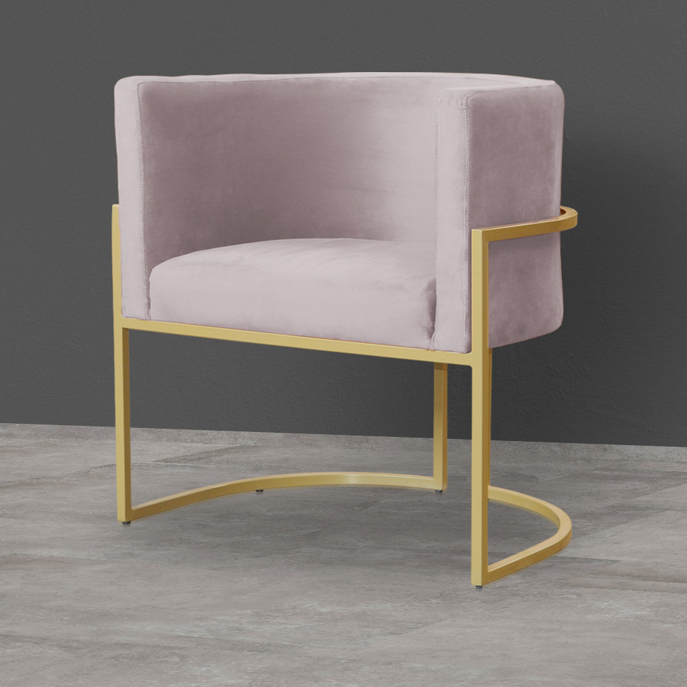 Poltrona Luana Decorativa Veludo Rosê