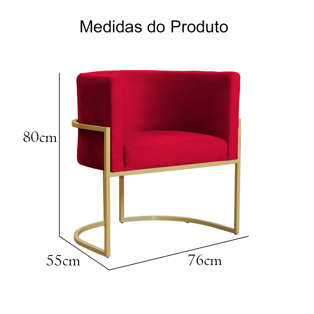 Poltrona Luana Decorativa Veludo Vermelho
