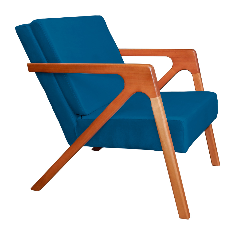 Poltrona Luxo Monalisa Suede Azul Royal